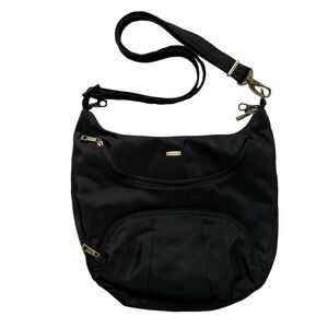 Travelon Black Nylon Satchel Soft Body Secure Crossbody Bag